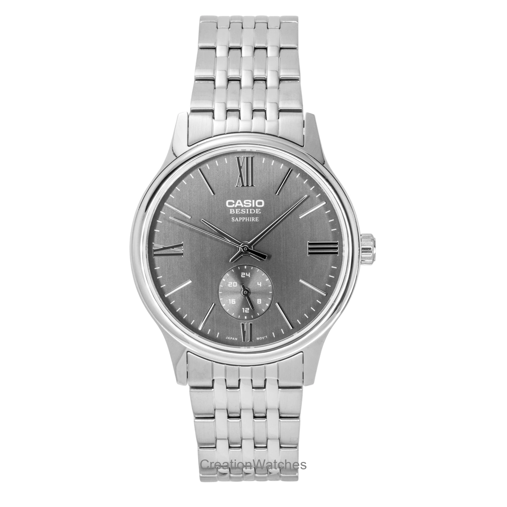 Casio Beside アナログ ステンレススチール Grey Dial クォーツ BMS-100D-8AV メンズ腕時計