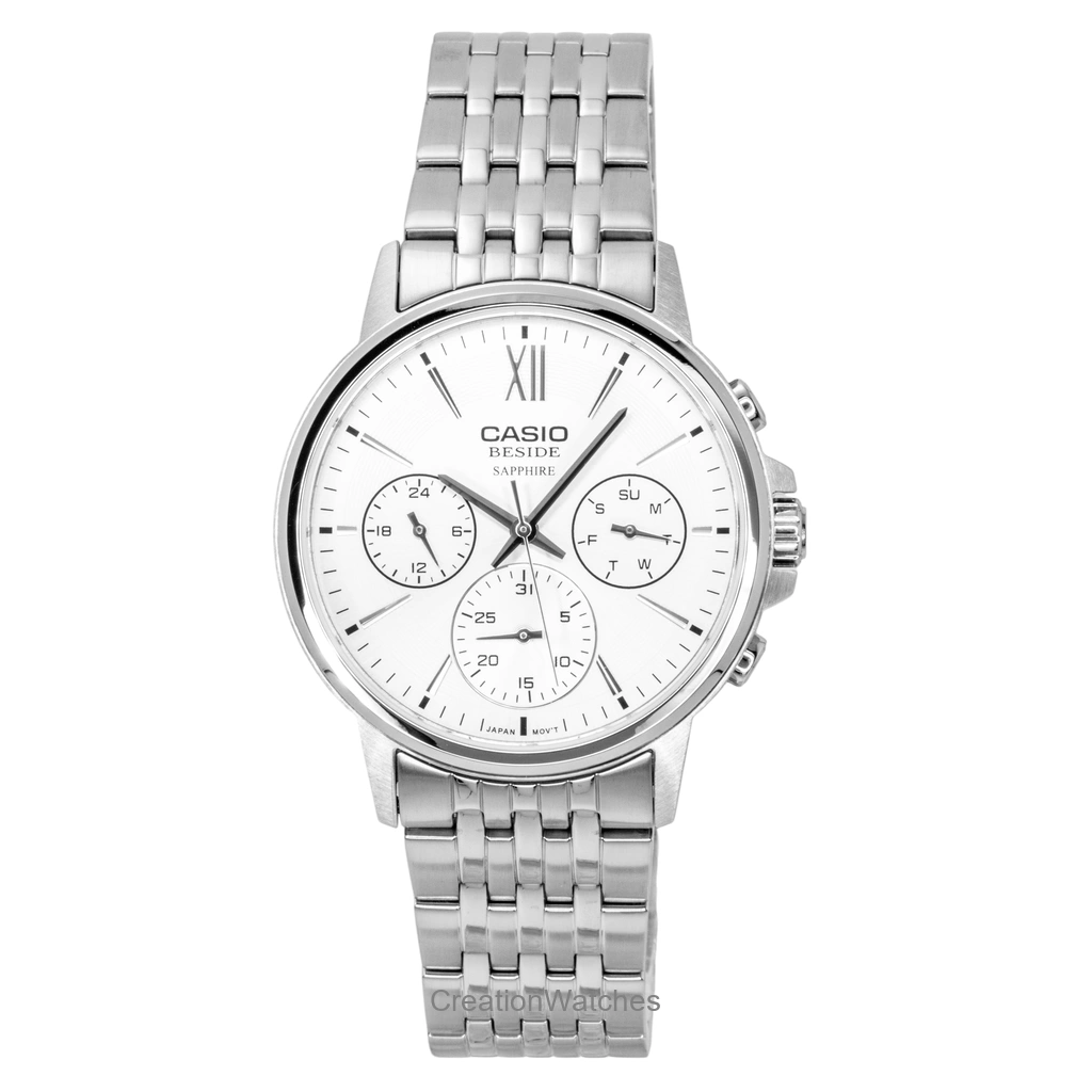 Casio Beside アナログ ステンレススチール Silver Dial クォーツ BMS-300D-7AV メンズ腕時計