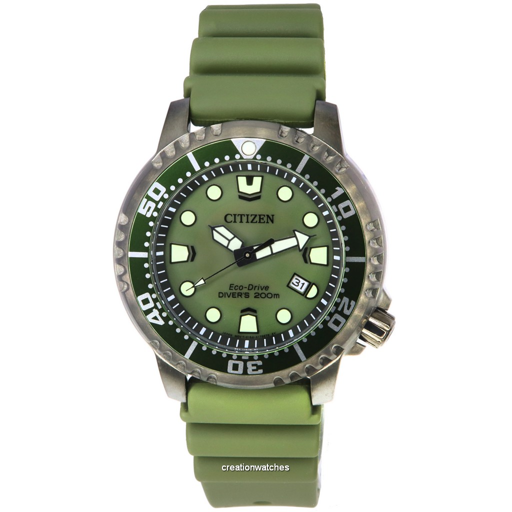 Citizen Promaster Marine Eco-Drive Green dial Diver's BN0157-11X 200M นาฬิกาผู้ชาย