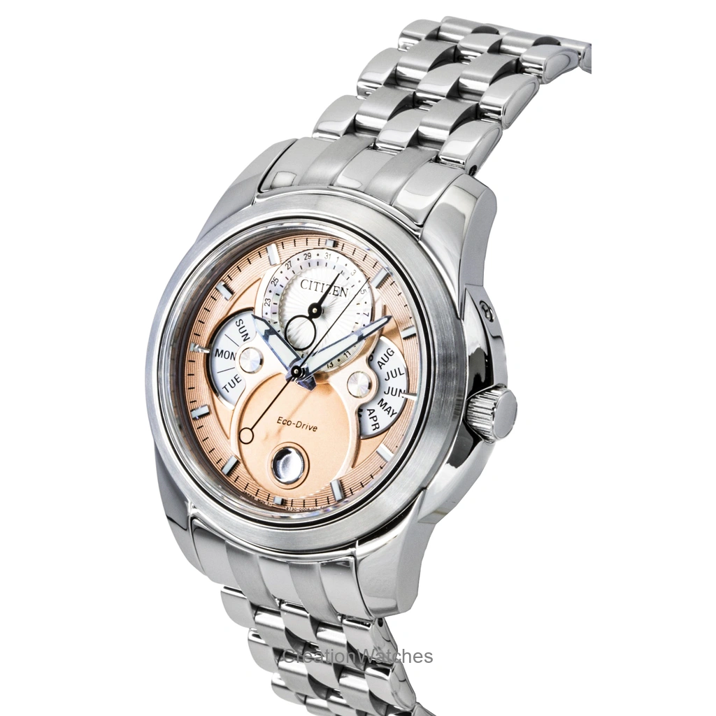 Citizen Calendrier Moon Phase Stainless Steel Salmon Dial Eco
