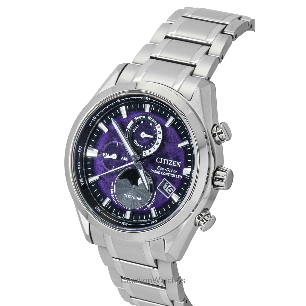 Citizen Tsuki-yomi A-T Moon Phase Titanium Purple Dial Eco-Drive