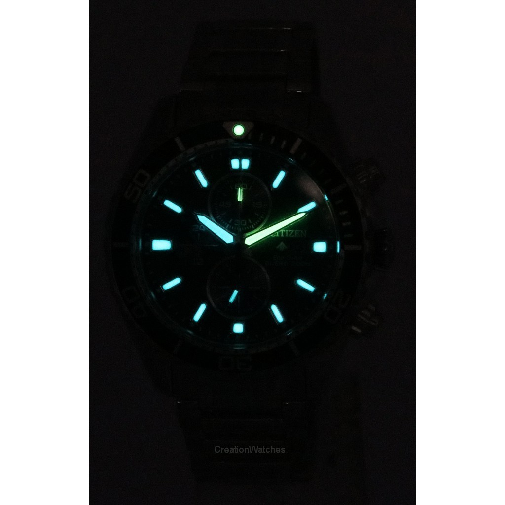 Citizen Promaster Chronograph Green Dial Eco-Drive Diver's CA0820-50X 200M Men's Watch