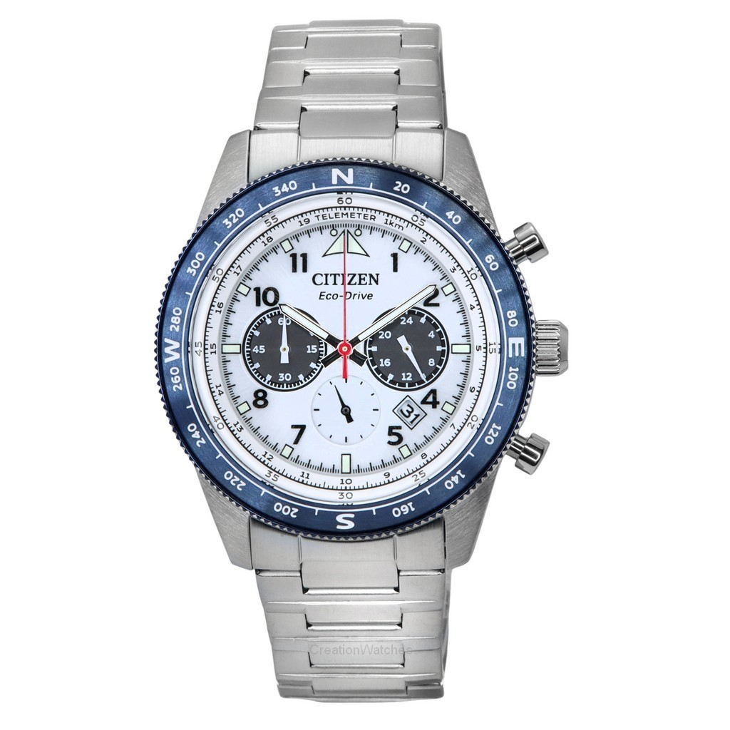 Citizen Eco-Drive Chronograph Stainless Steel Grey Dial CA4554-84H 100M Men's Watch