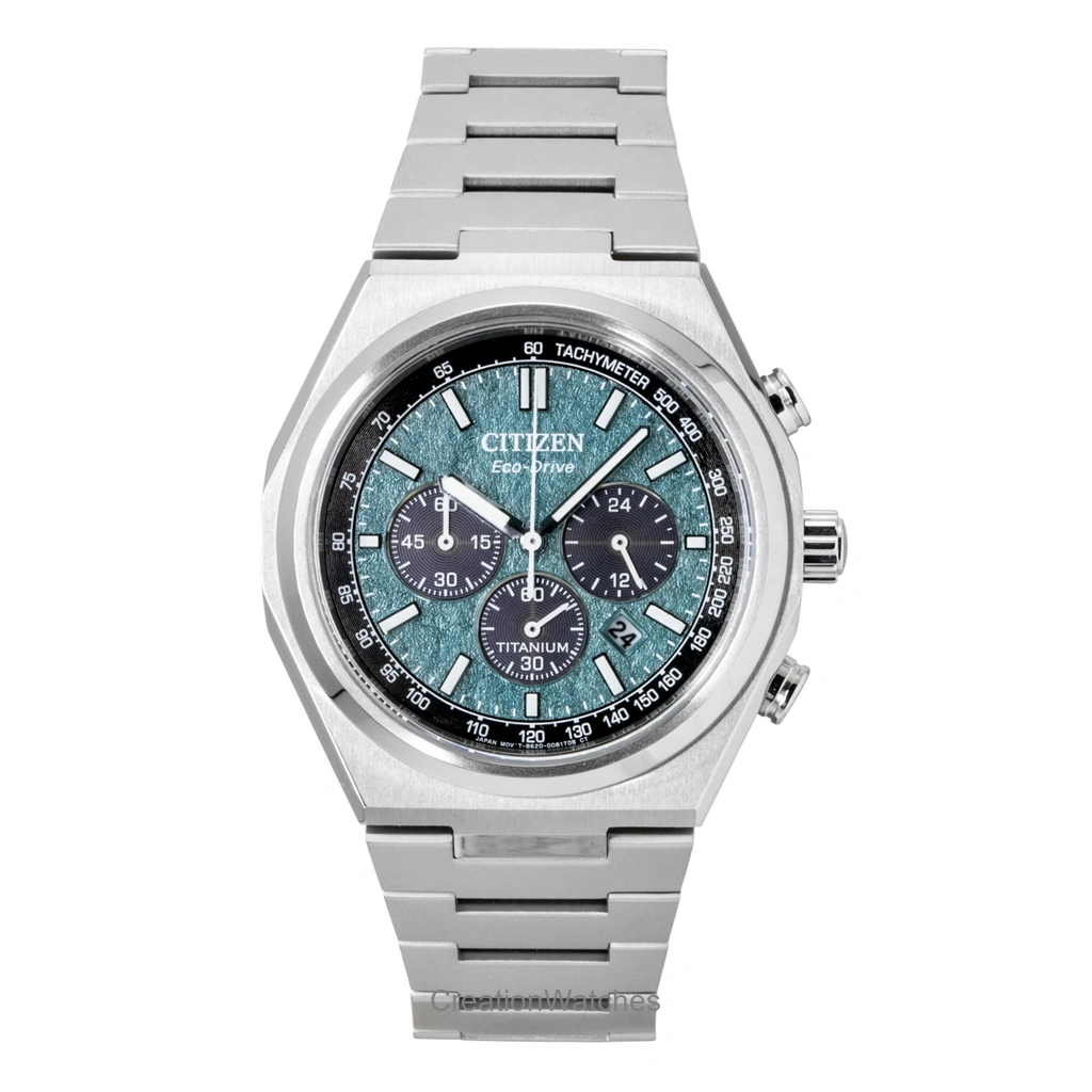 Citizen Zenshin Super Titanium クロノグラフ 緑文字盤 エコ・ドライブ CA4610-85X 100m防水 メンズ腕時計