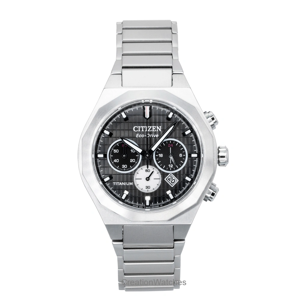 Citizen Zenshin Senkei クロノグラフ Super Titanium 黒文字盤 エコ・ドライブ CA4690-51E 100m防水 メンズ腕時計