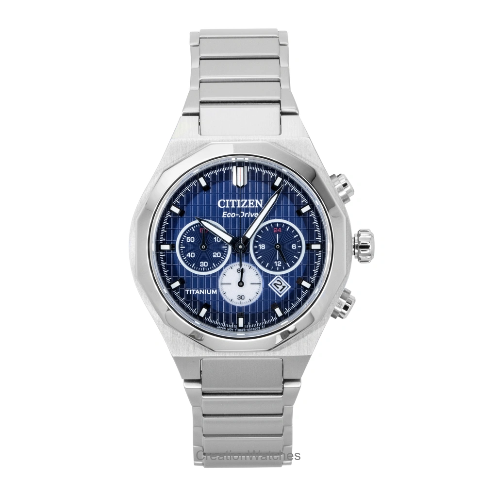Citizen Zenshin Senkei Chronograph Super Titanium Blue Dial Eco