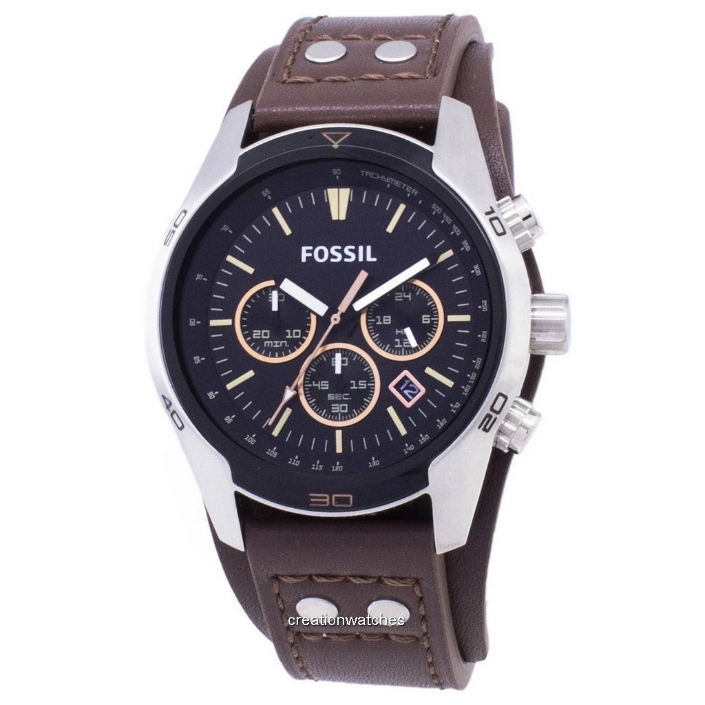 Fossil Coachman Chronograph Black Dial Brown Leather CH2891 Men's Watch