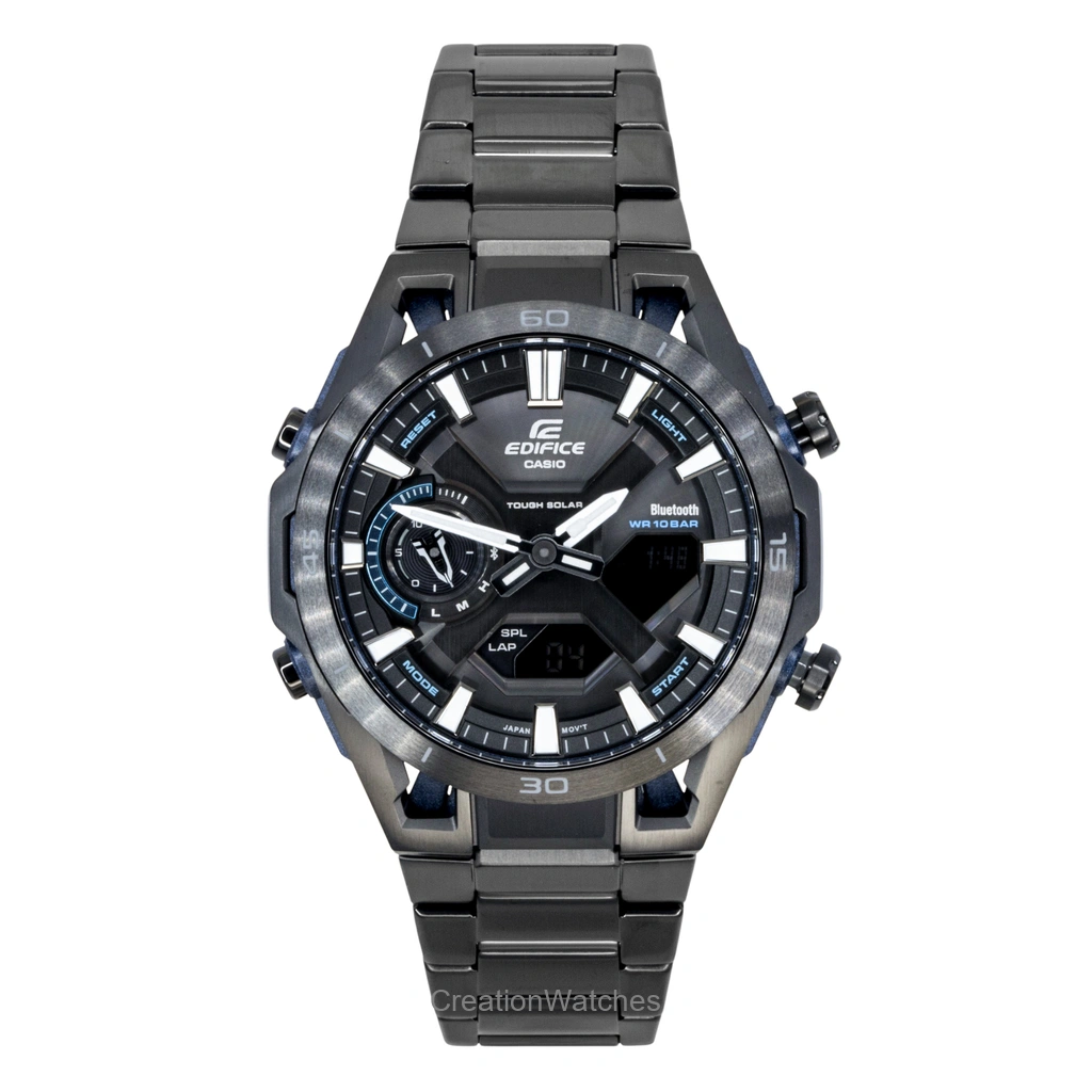 Casio Edifice アナログデジタル ステンレススチール 黒文字盤 ソーラー ECB-2300DC-1A 100m防水 メンズ腕時計