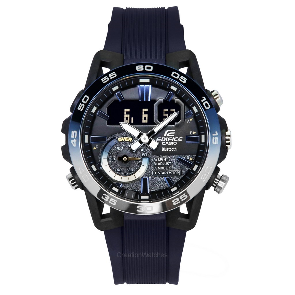 Casio Edifice Sospensione Nighttime Drive Аналоговый цифровой смартфон Link  Кварцевые мужские часы ECB-40NP-1A 100M ru