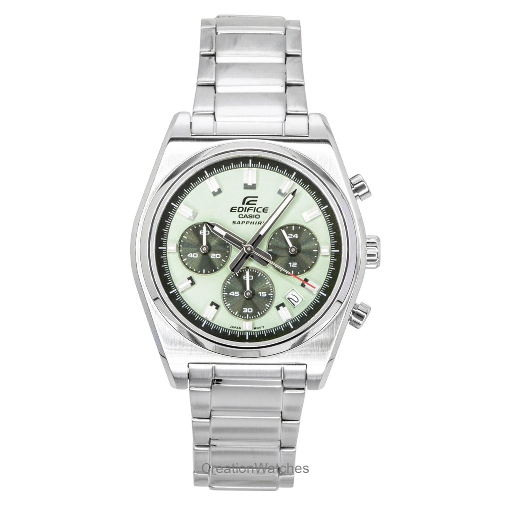 Casio Edifice アナログ Standard クロノグラフ ステンレススチール 緑文字盤 クォーツ EFB-730D-3AV 100m防水 メンズ腕時計