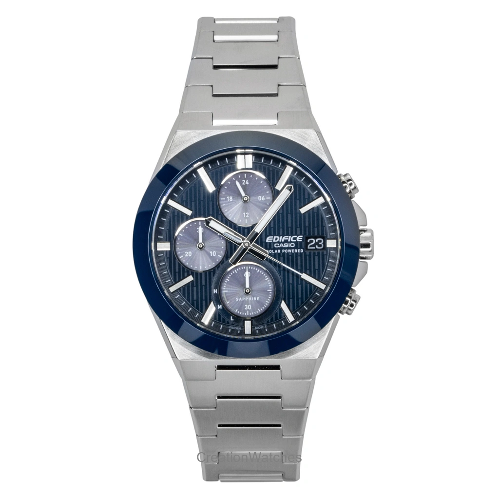Casio Edifice アナログ クロノグラフ ステンレススチール 青文字盤 ソーラー EFS-S650D-2A 100m防水 メンズ腕時計