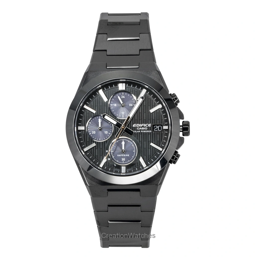 Casio Edifice アナログ クロノグラフ ステンレススチール 黒文字盤 ソーラー EFS-S650DC-1A 100m防水 メンズ腕時計