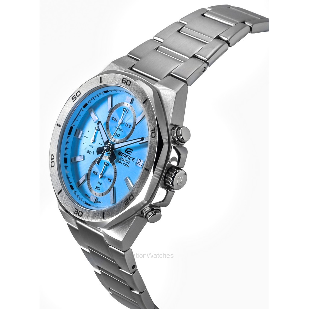 Casio Edifice Standard Cronografo Analogico Acciaio Inossidabile Quadrante Blu Quarzo Efv D