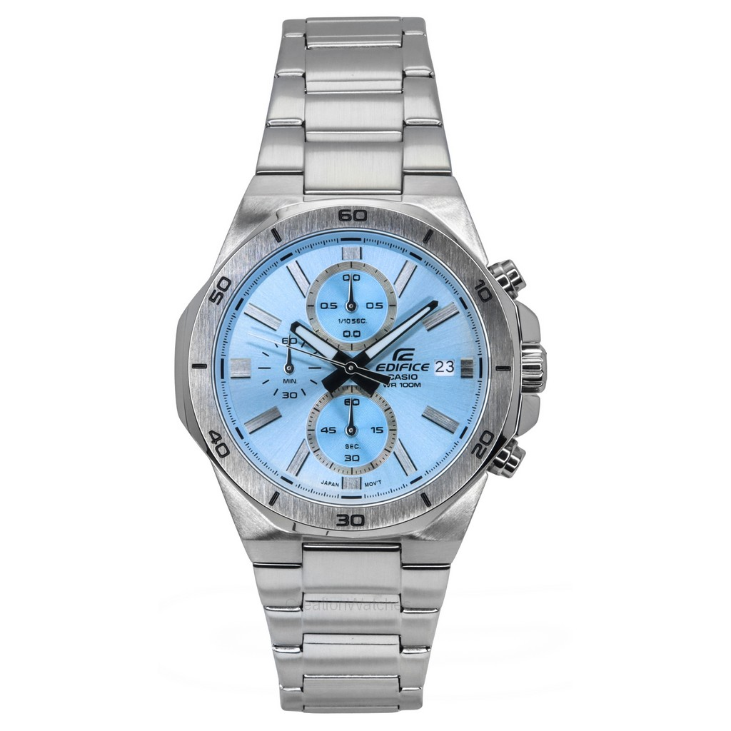 Casio Edifice Standard Cronografo Analogico Acciaio Inossidabile Quadrante Blu Quarzo Efv D