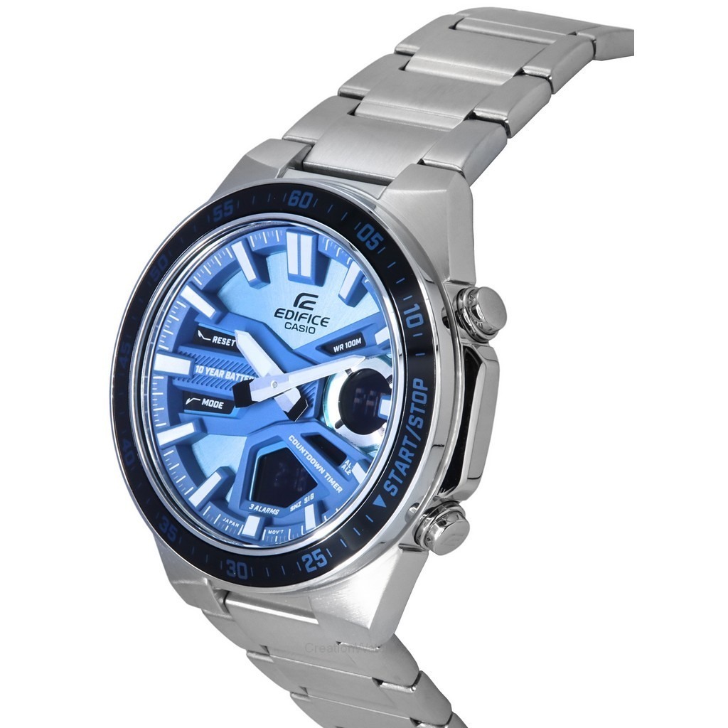 Casio Edifice Analog Digital Stainless Steel Blue Dial Quartz EFV-C110D-2B  100M Men's Watch