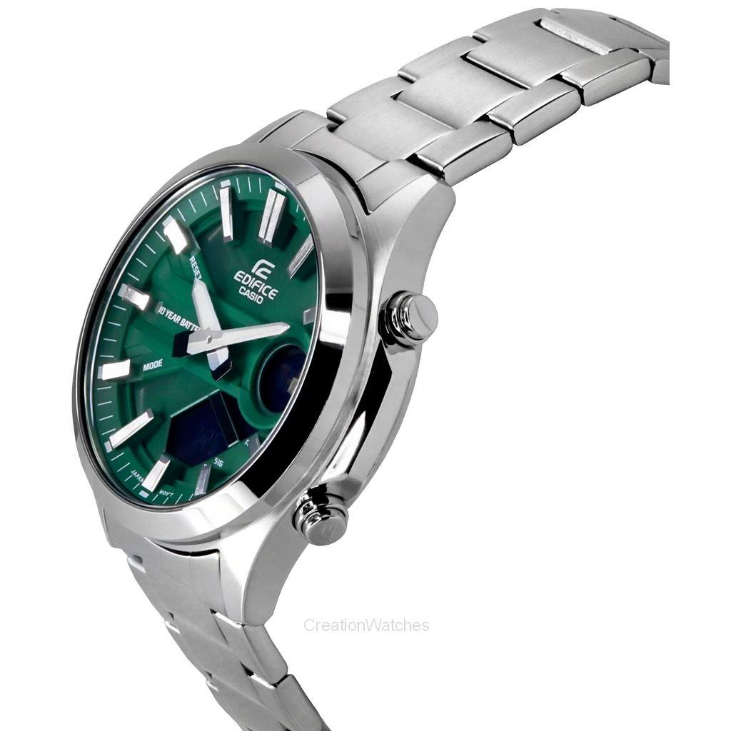 Casio Edifice Analog Digital Stainless Steel Green Dial Quartz EFV C120D 3A 100M Men s Watch