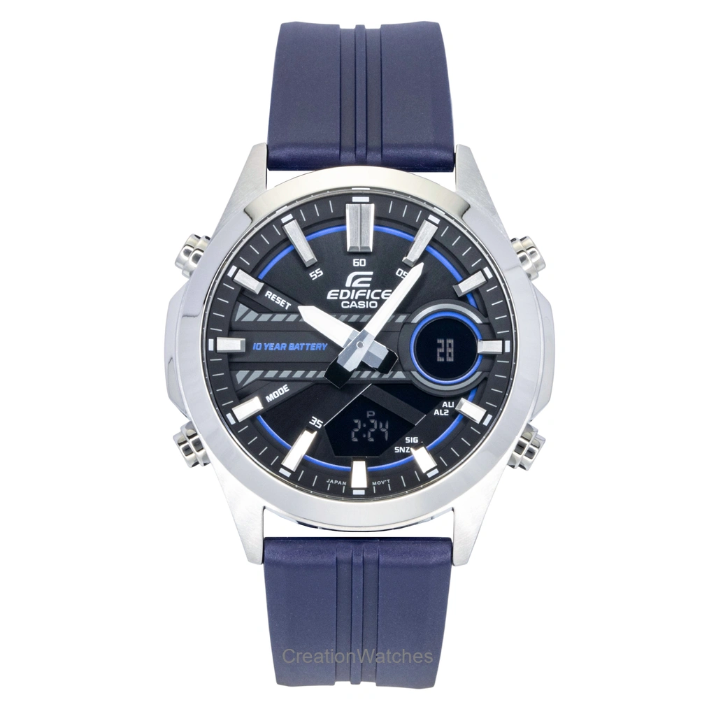 Casio Edifice アナログデジタル 樹脂ベルト 黒文字盤 クォーツ EFV-C120P-1A2 100m防水 メンズ腕時計