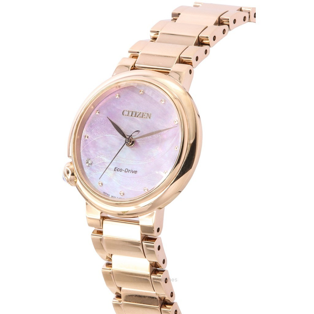Citizen Eco-Drive Diamond Accents Rose Gold Stainless Steel Mother Of Pearl Dial EM0917-81Y Women's Watch