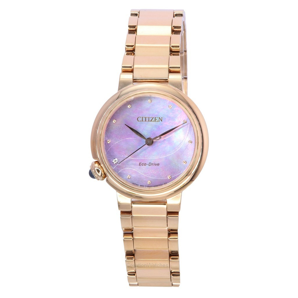Citizen Eco-Drive Diamond Accents Rose Gold Stainless Steel Mother Of Pearl Dial EM0917-81Y Women's Watch