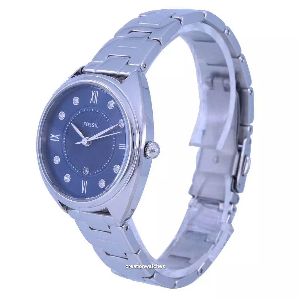Fossil Gabby Blue dial สแตนเลสสตีล ควอตซ์ ES5087 นาฬิกาข้อมือสตรี