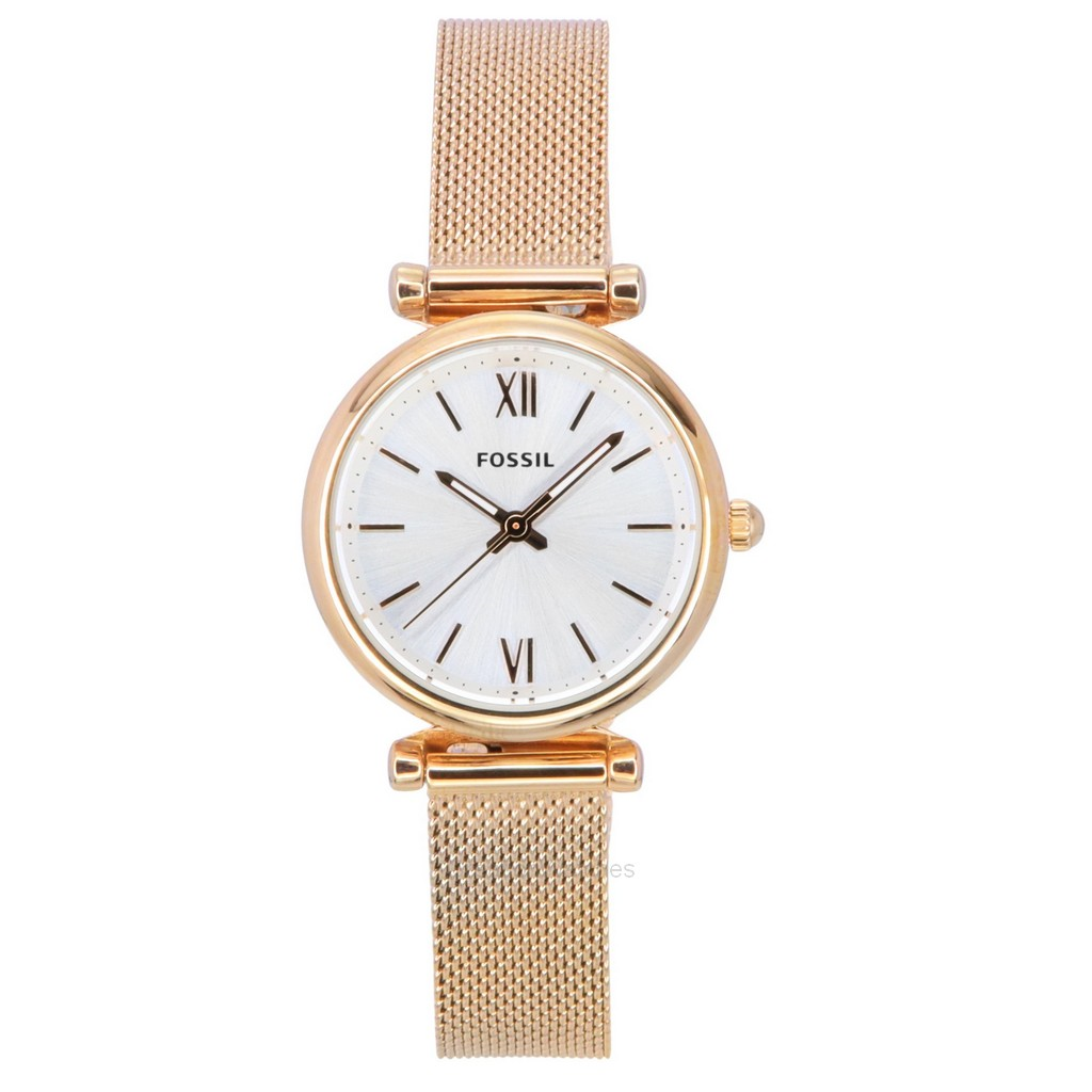 Fossil Carlie ローズゴールドトーン ステンレススチール シルバー 