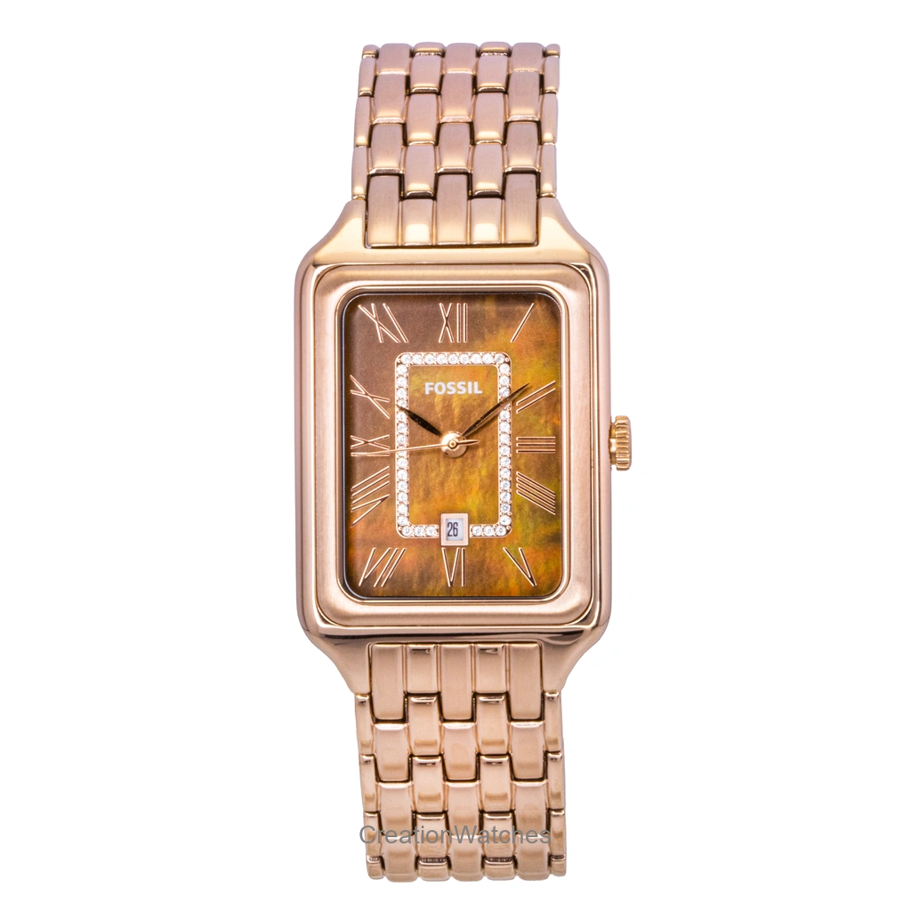 Fossil Raquel Rose Gold Tone ステンレススチール Brown Mother Of Pearl Dial クォーツ ES5323 レディース腕時計