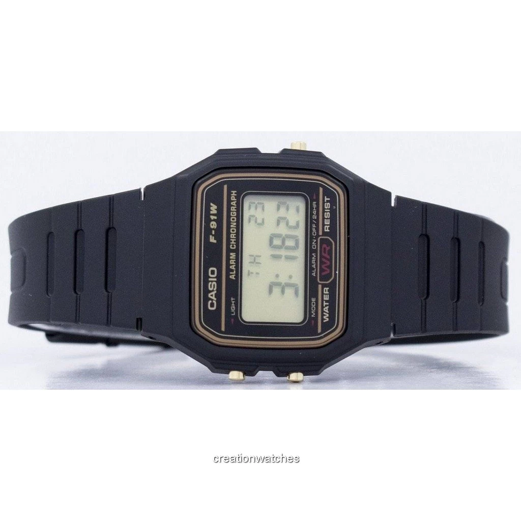 カシオ アラーム クロノグラフ デジタル F 91WG 男性用の腕時計 ja