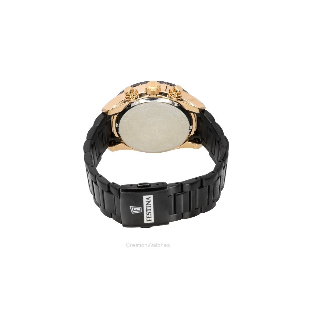 Festina Ceramic Dial Men\'s Chronograph Quartz Watch Black 100M F205781 F20578-1