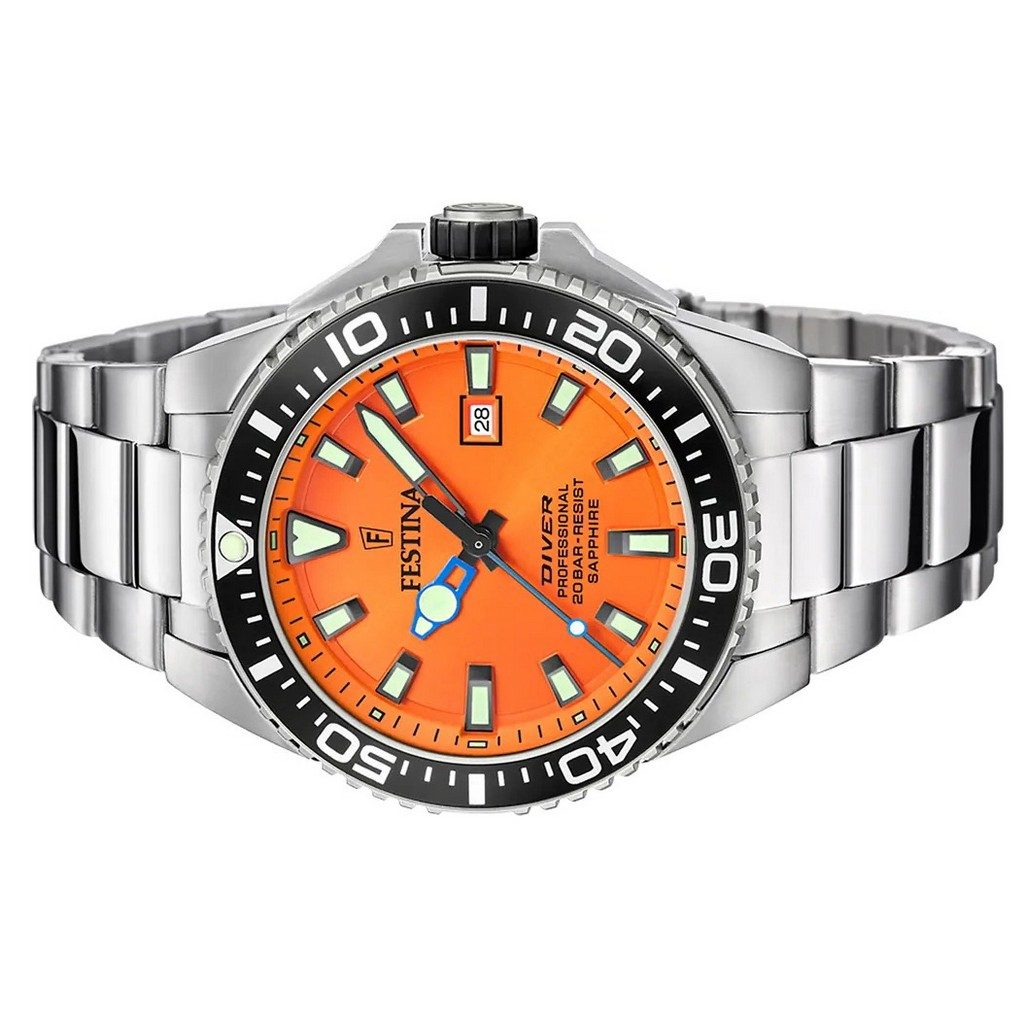 Festina Diver Stainless Steel Orange Dial Quartz F20663-4 200M Men\'s Watch