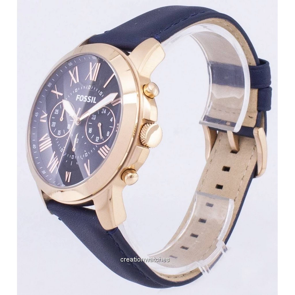 化石グラントクロノグラフブルーレザーストラップFS4835メンズ腕時計