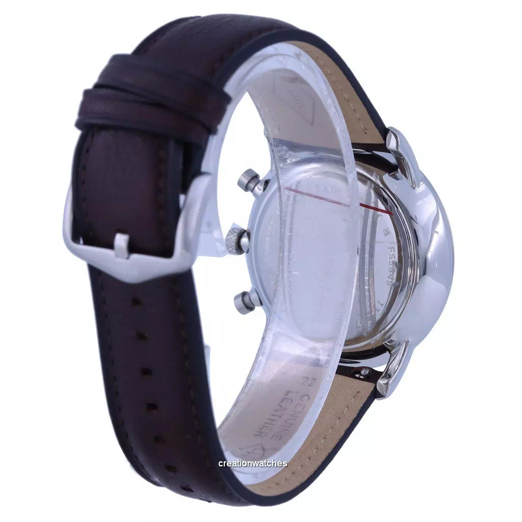 Fossil Minimalist Chronograph Cream Dial Leather Strap Quartz FS5849 Men\'s  Watch