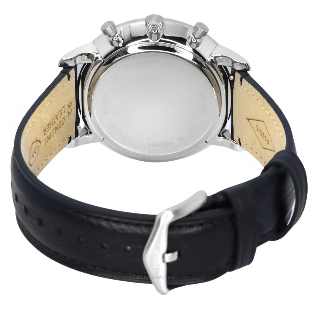 Burgundy Strap FS6016 Fossil Quartz Dial Watch Chronograph LiteHide Leather Neutra Black Men\'s