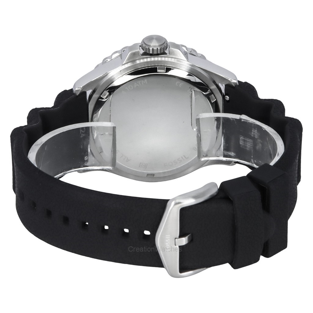 Fossil ブルー GMT シリコンストラップ ブラックダイヤル クォーツ FS6036 100M メンズ腕時計 ja
