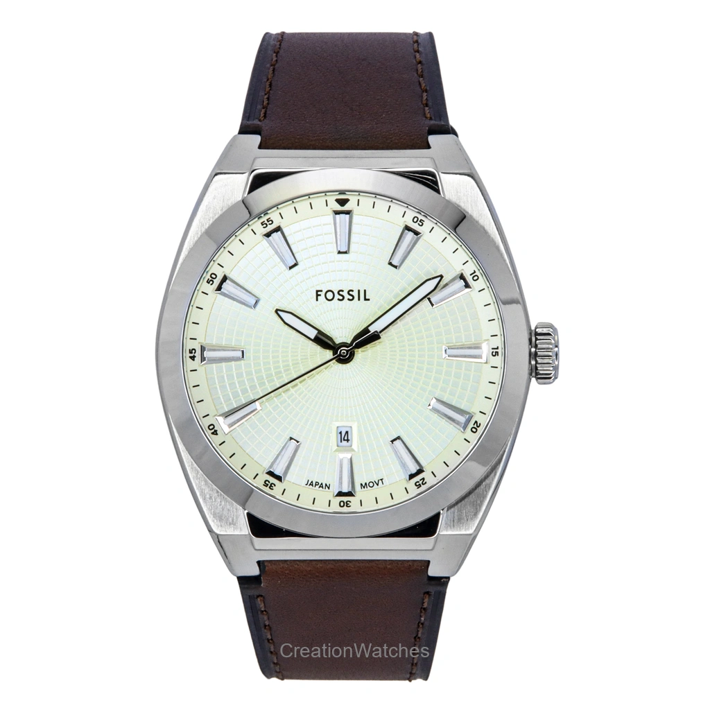 Fossil Everett レザーベルト Cream Dial クォーツ FS6071 メンズ腕時計