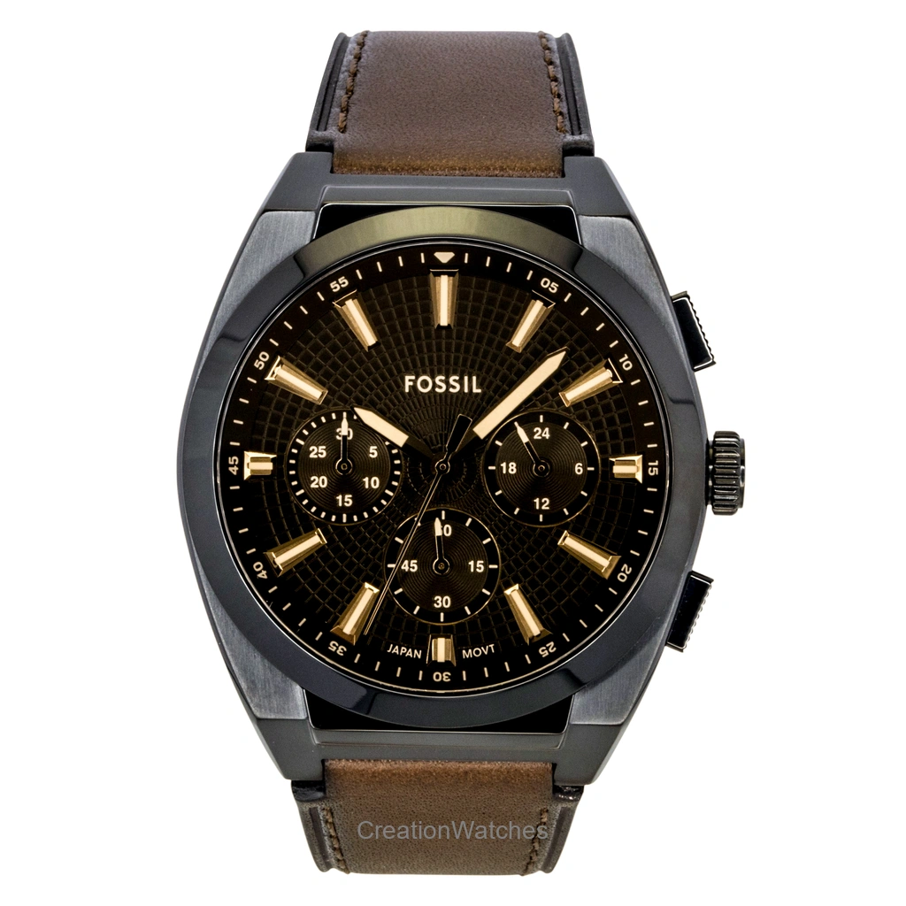 Fossil Everett クロノグラフ レザーベルト Brown Dial クォーツ FS6108 メンズ腕時計