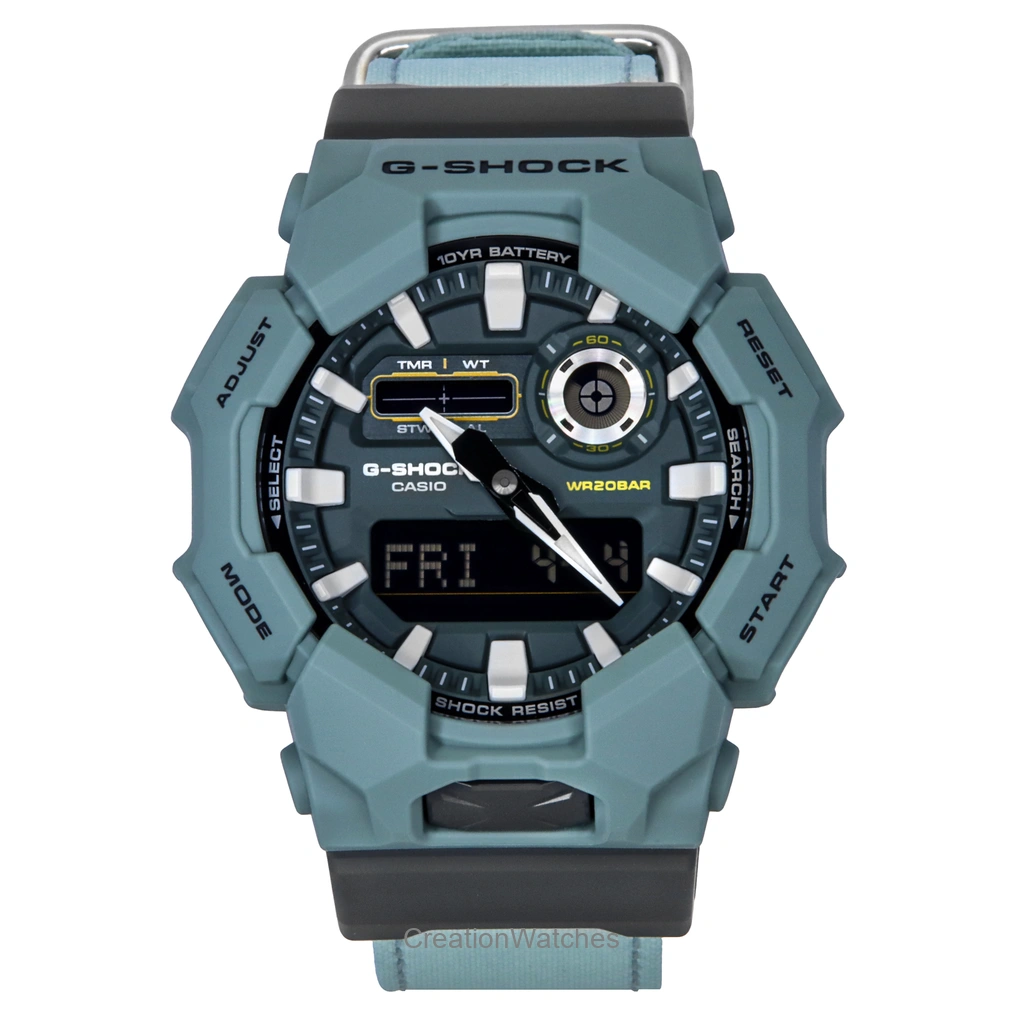 Casio G-SHOCK アナログデジタル Cloth Strap 青文字盤 クォーツ GA-010CE-2A 200m防水 メンズ腕時計