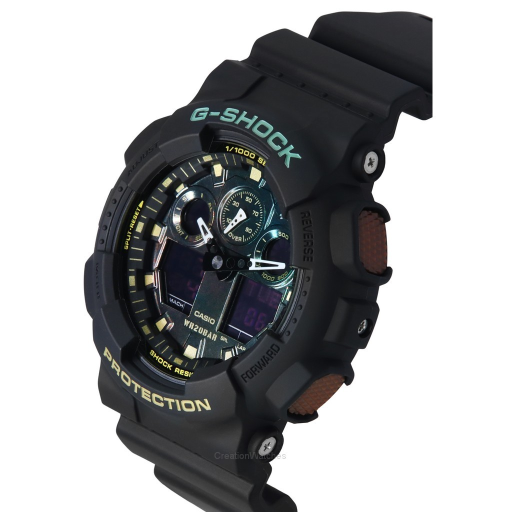 Casio G-Shock Analog Digital Resin Strap Multicolor Dial Quartz GA-100RC-1A 200M Men's Watch