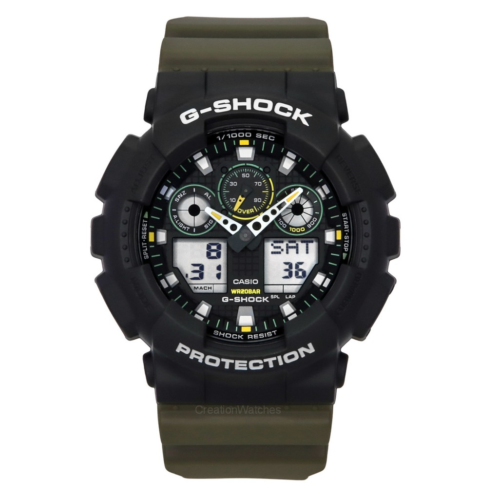 Casio G Shock Analog Digital Harzarmband schwarzes Zifferblatt Quarz GA 100TU 1A3 200M Herrenuhr de