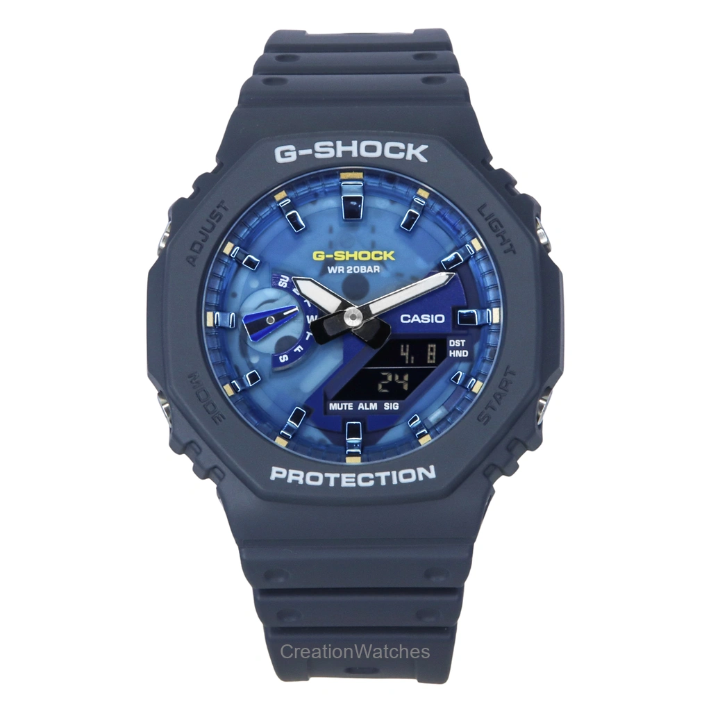 Casio G-SHOCK アナログデジタル バイオベース 樹脂ベルト 青文字盤 クォーツ GA-2100AS-2A 200m防水 メンズ腕時計