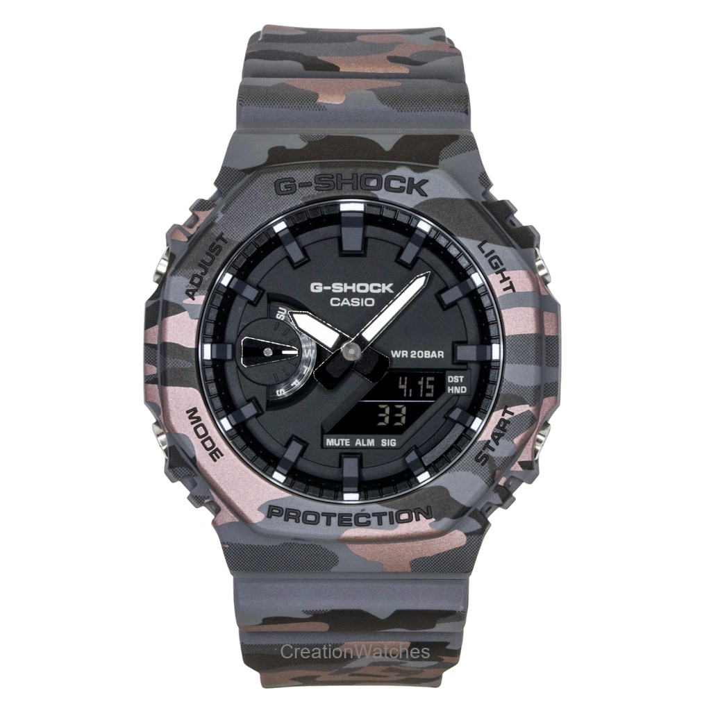 Casio G-SHOCK アナログデジタル Camouflage Bio-based 樹脂ベルト 黒文字盤 クォーツ GA-2100CM-8A 200m防水 メンズ腕時計