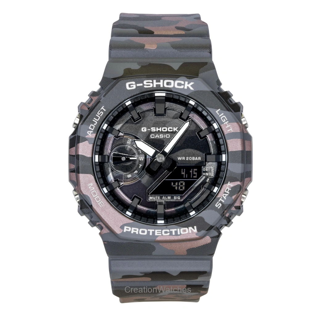 Casio G-SHOCK アナログデジタル Camouflage Bio-based 樹脂ベルト 黒文字盤 クォーツ GA-2100CMD-8A 200m防水 メンズ腕時計