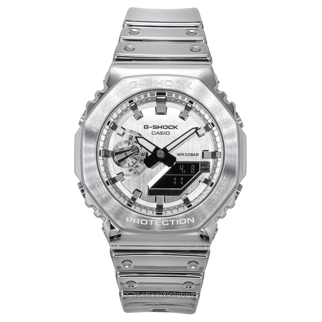 Casio G-SHOCK G-Steel Fine Metallic Tough Silicone Strap Grey Dial クォーツ GM-2100YM-8A 200m防水 メンズ腕時計