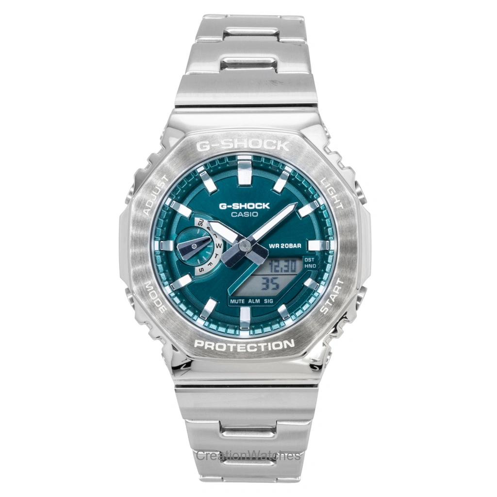 Casio G-SHOCK G-Steel アナログデジタル ステンレススチール 緑文字盤 クォーツ GM-2110D-3A1 200m防水 メンズ腕時計