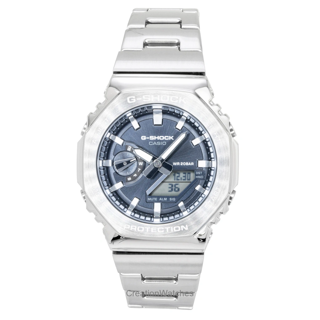 Casio G-SHOCK G-Steel アナログデジタル ステンレススチール Grey Dial クォーツ GM-2110D-8A 200m防水 メンズ腕時計