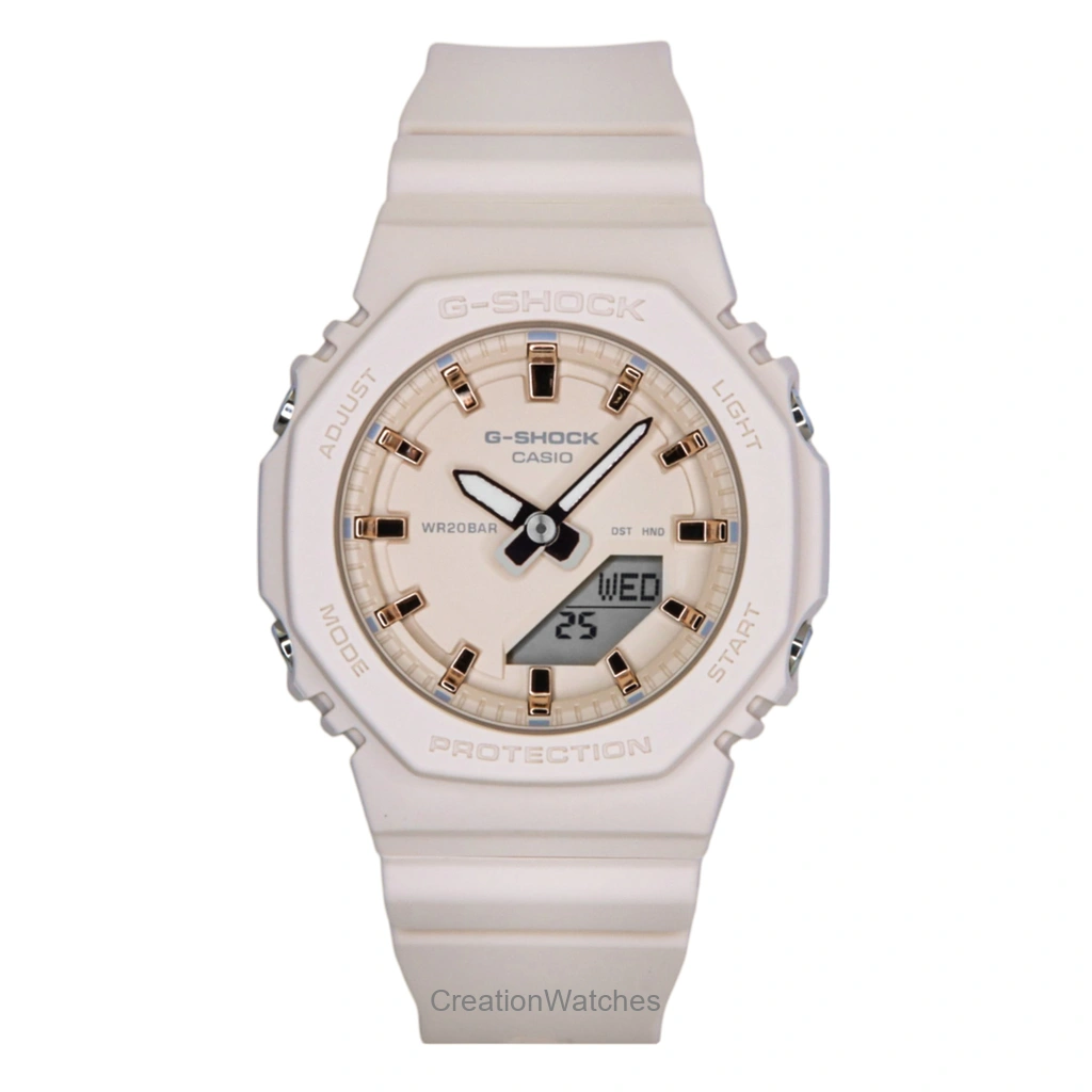 Casio G-SHOCK アナログデジタル 樹脂ベルト Beige Dial クォーツ GMA-P2100m防水-4A 200m防水 レディース腕時計