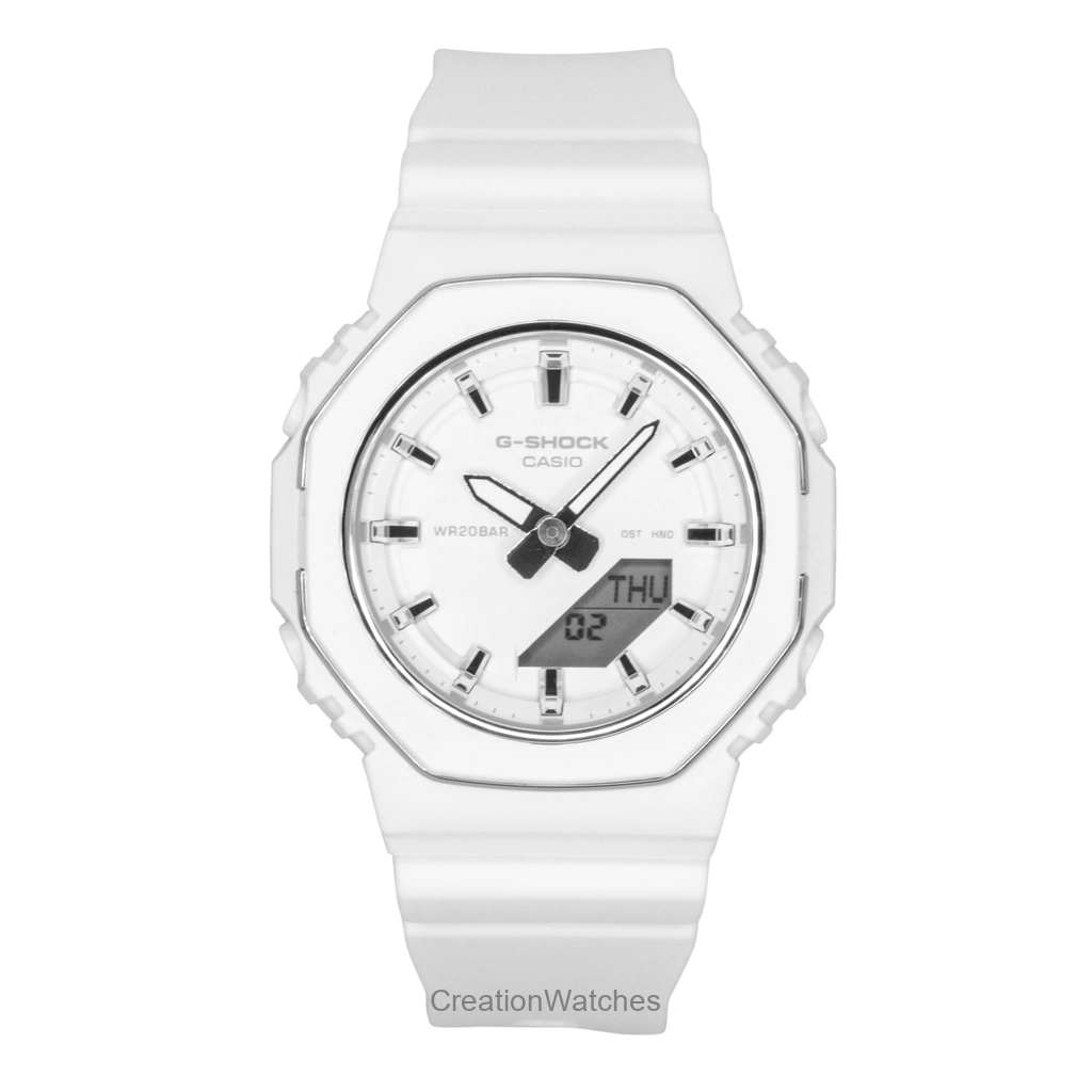 Casio G-SHOCK アナログデジタル バイオベース 樹脂ベルト 白文字盤 クォーツ GMA-P2110-7A 200m防水 レディース腕時計