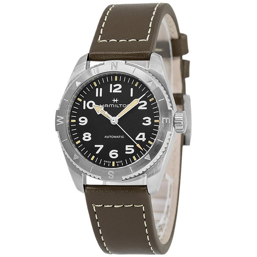 Hamilton Khaki Field Expedition レザーベルト 黒文字盤 自動巻き H70225830 100m防水 メンズ腕時計