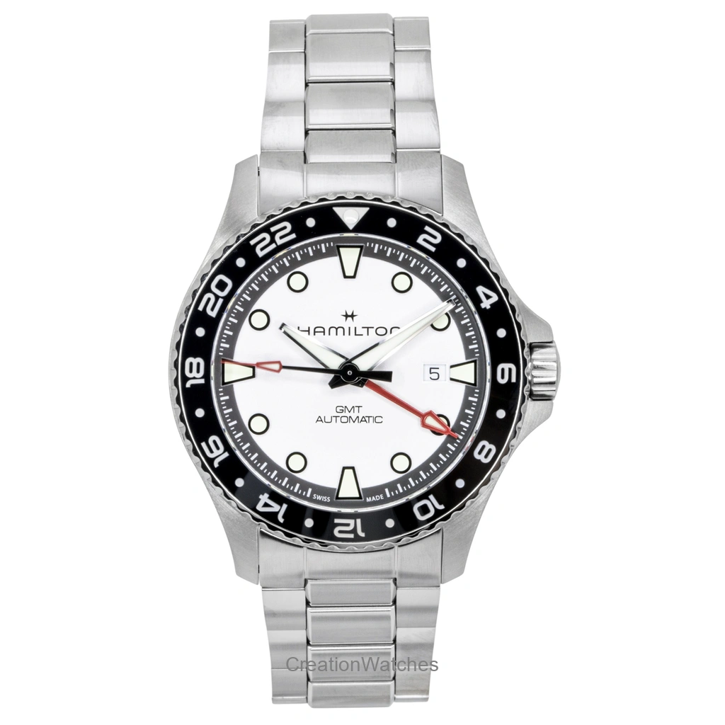 Hamilton Khaki Navy Scuba GMT ステンレススチール Silver Dial 自動巻き ダイバーズ H82555150 300m防水 メンズ腕時計
