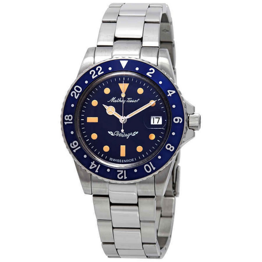 Mathey-Tissot Mathy ビンテージ 自動巻き ステンレススチール 青文字盤 H900ATBU メンズ腕時計