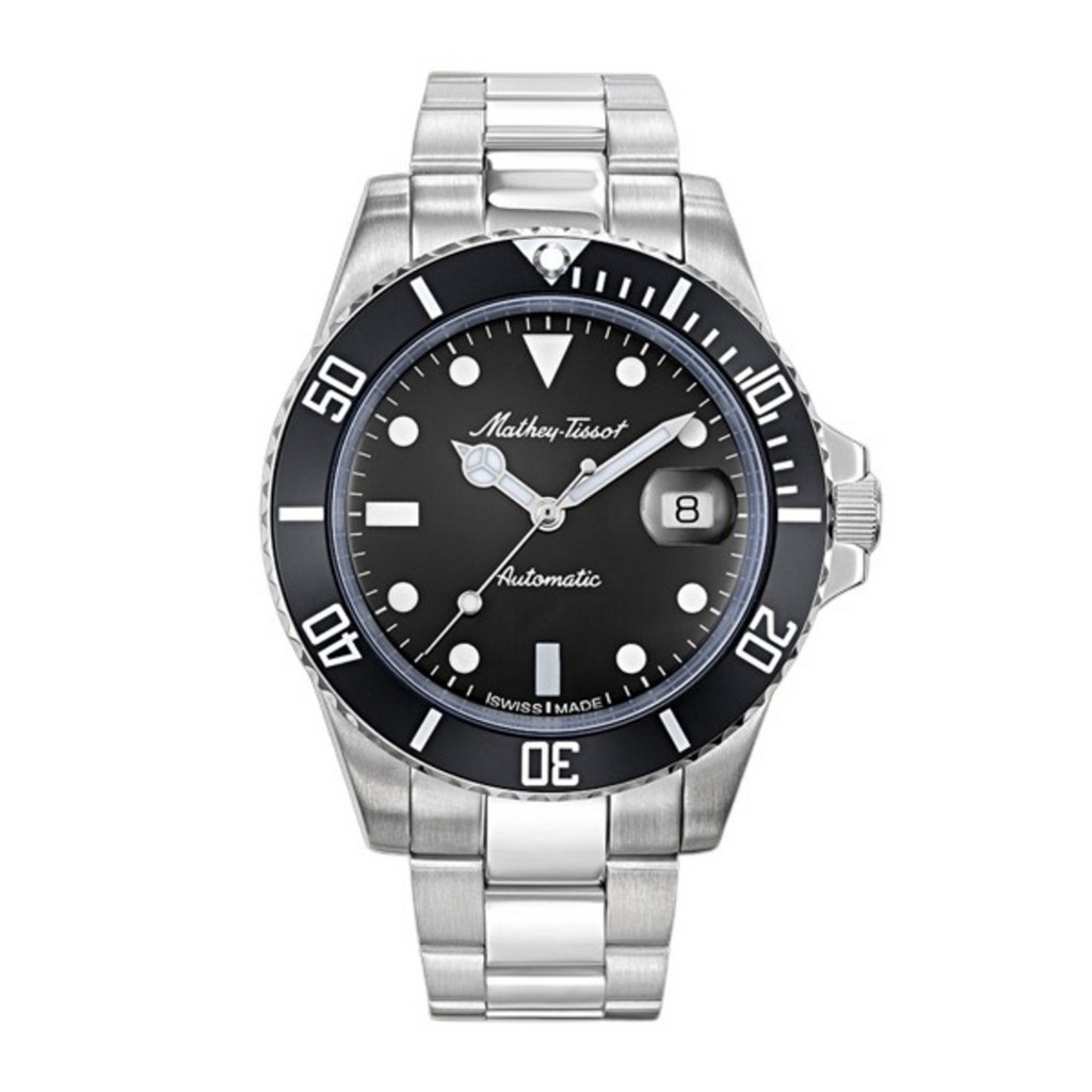 Mathey-Tissot Mathy ビンテージ 自動巻き ステンレススチール 黒文字盤 H901ATN メンズ腕時計